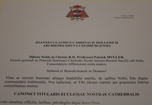 Opnam vum Generalvikar Patrick Muller a vum Deche Claude Bache an d’Doumkapitel