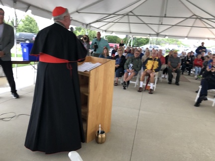 August 13, 2022 - Blessing of Immigration Sculpture, Luxembourg Brotherhood of America Boulevard and Meyers-Rolling Lake in New Luxembourg Development in Belgium, Wisconsin