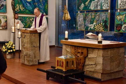 11 mars 2025, accueil des reliques de saint Thomas d'Aquin au Centre Jean XXIII